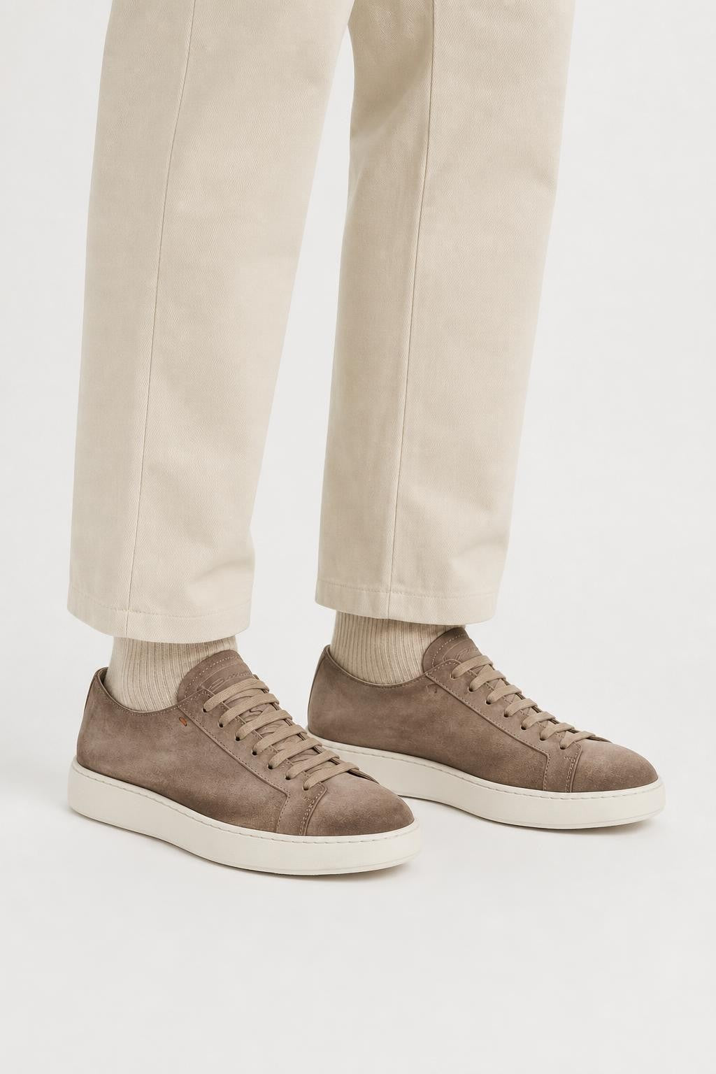 Santoni Leather Sneakers 'Clean Icon' Taupe