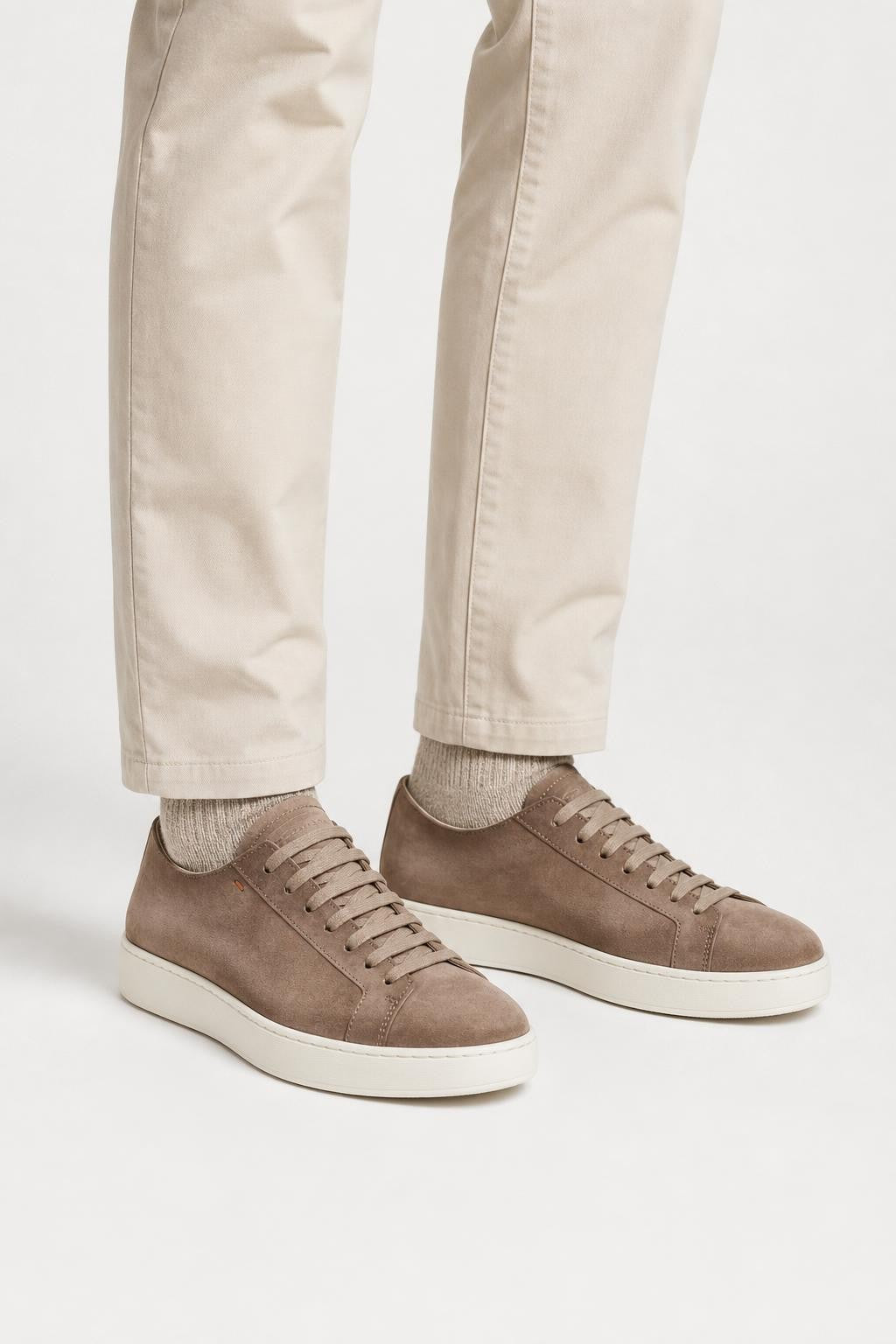 Santoni Leather Sneakers 'Clean Icon' Taupe