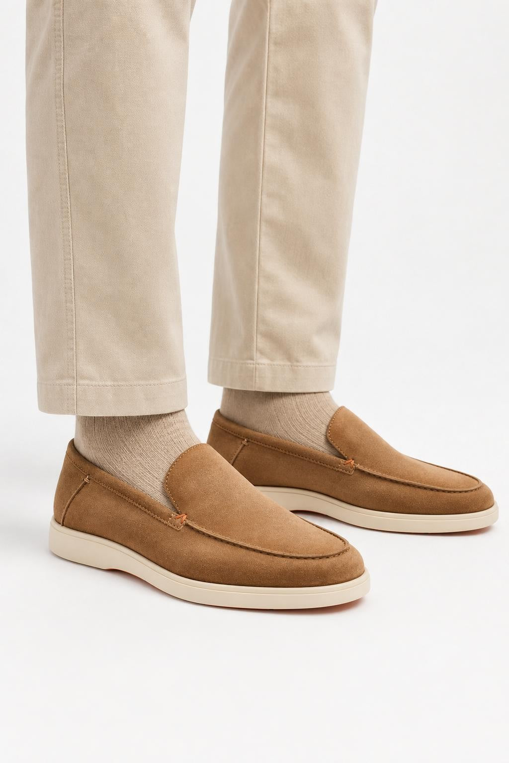 Santoni Leather Loafers 'Detroit' Light Brown