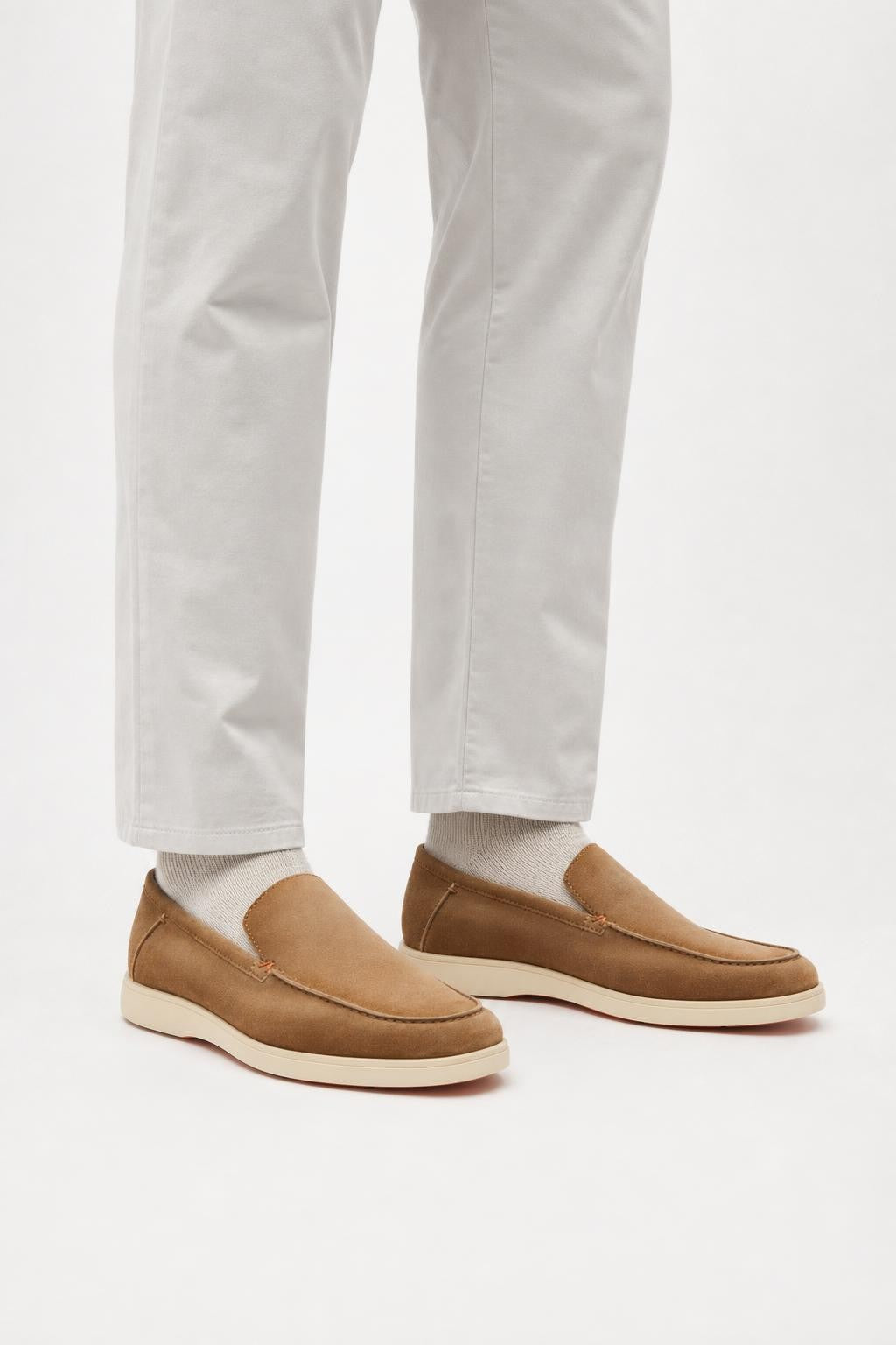 Santoni Leather Loafers 'Detroit' Light Brown
