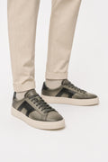 Santoni Leder Sneaker 'Double Buckle' Salbei