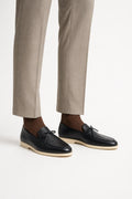 Santoni Suede Loafers 'Malibu' Dark Navy