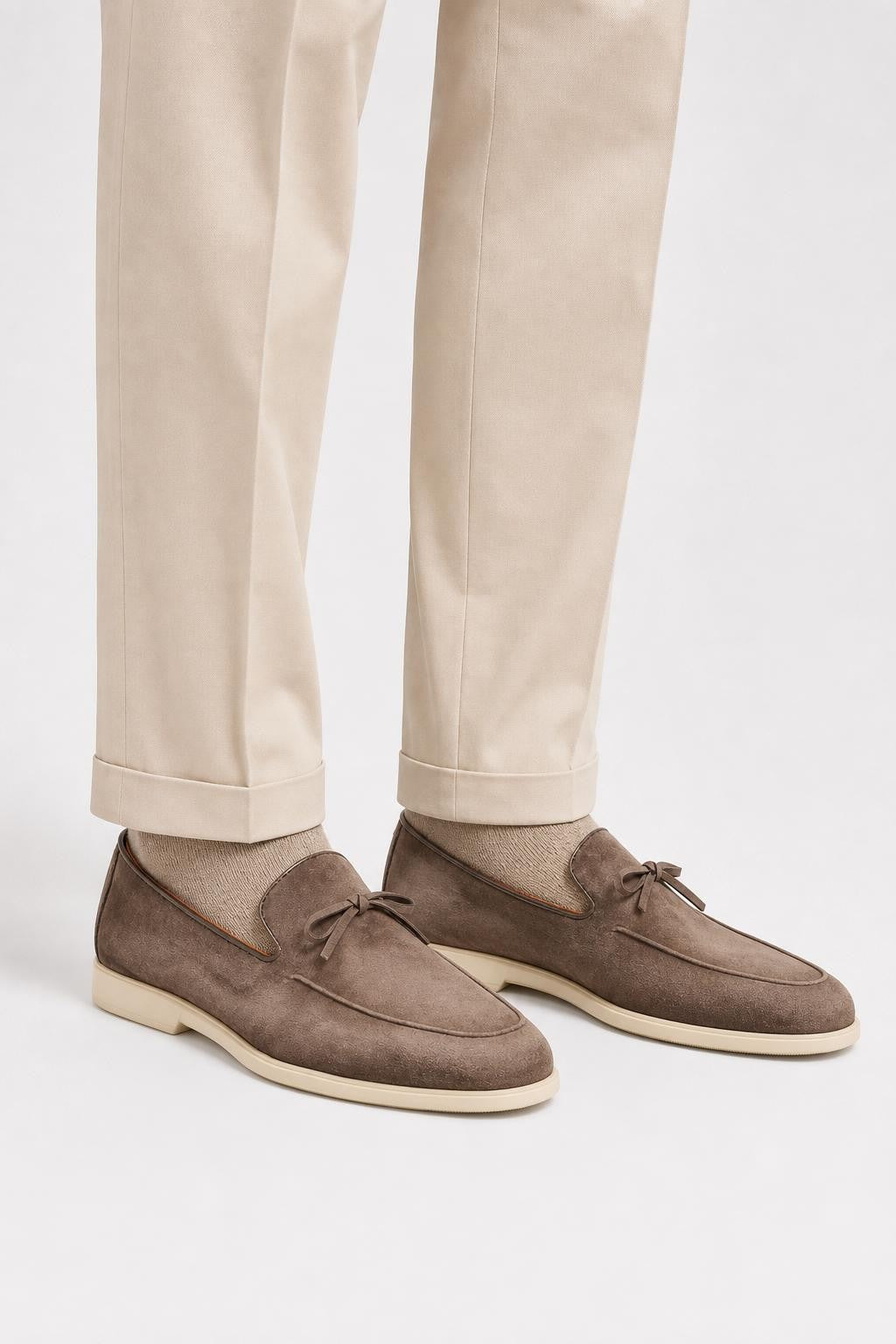 Santoni Suede Loafers 'Malibu' Taupe