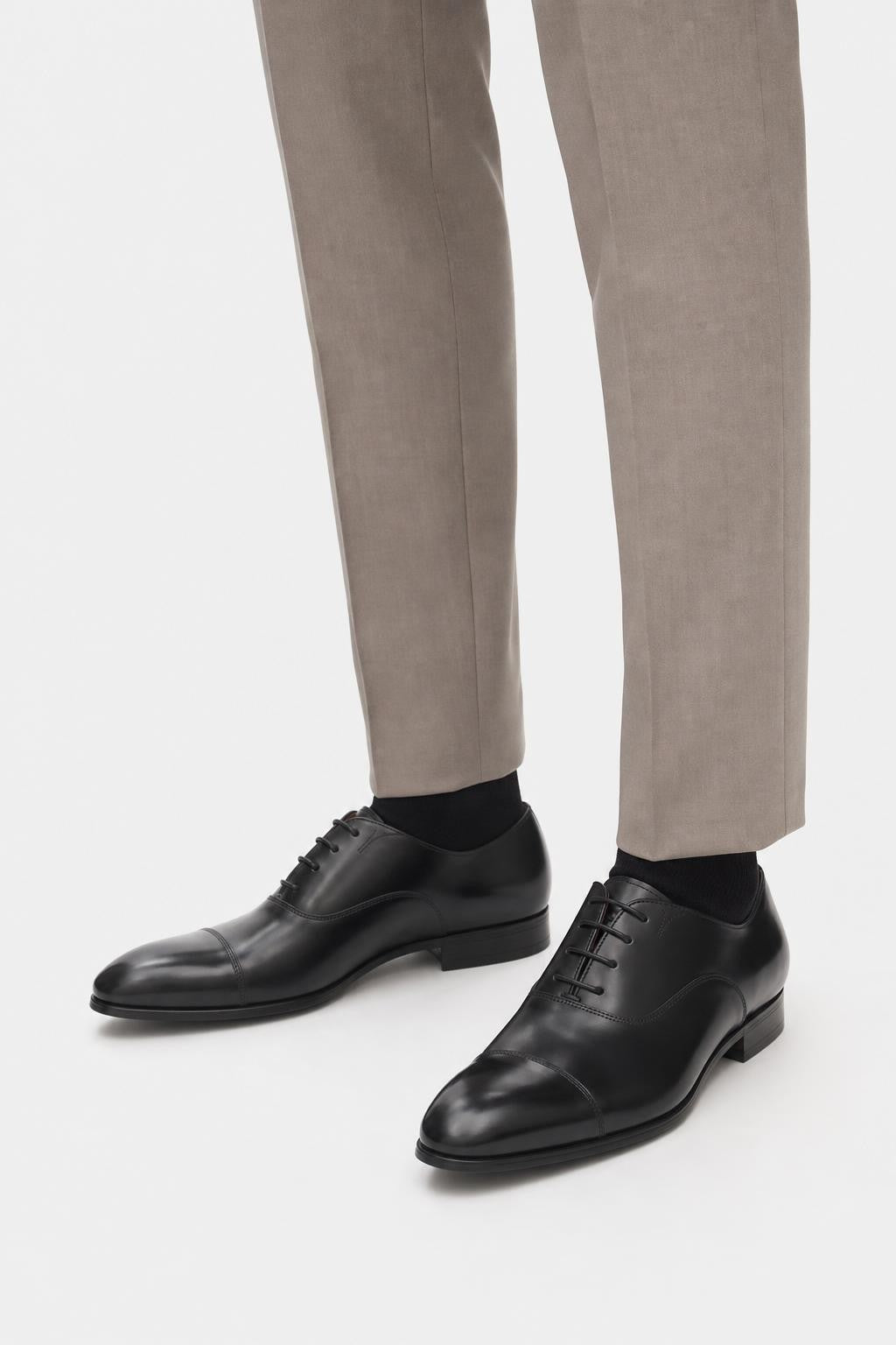 Santoni Smooth Leather Oxford Shoes Black