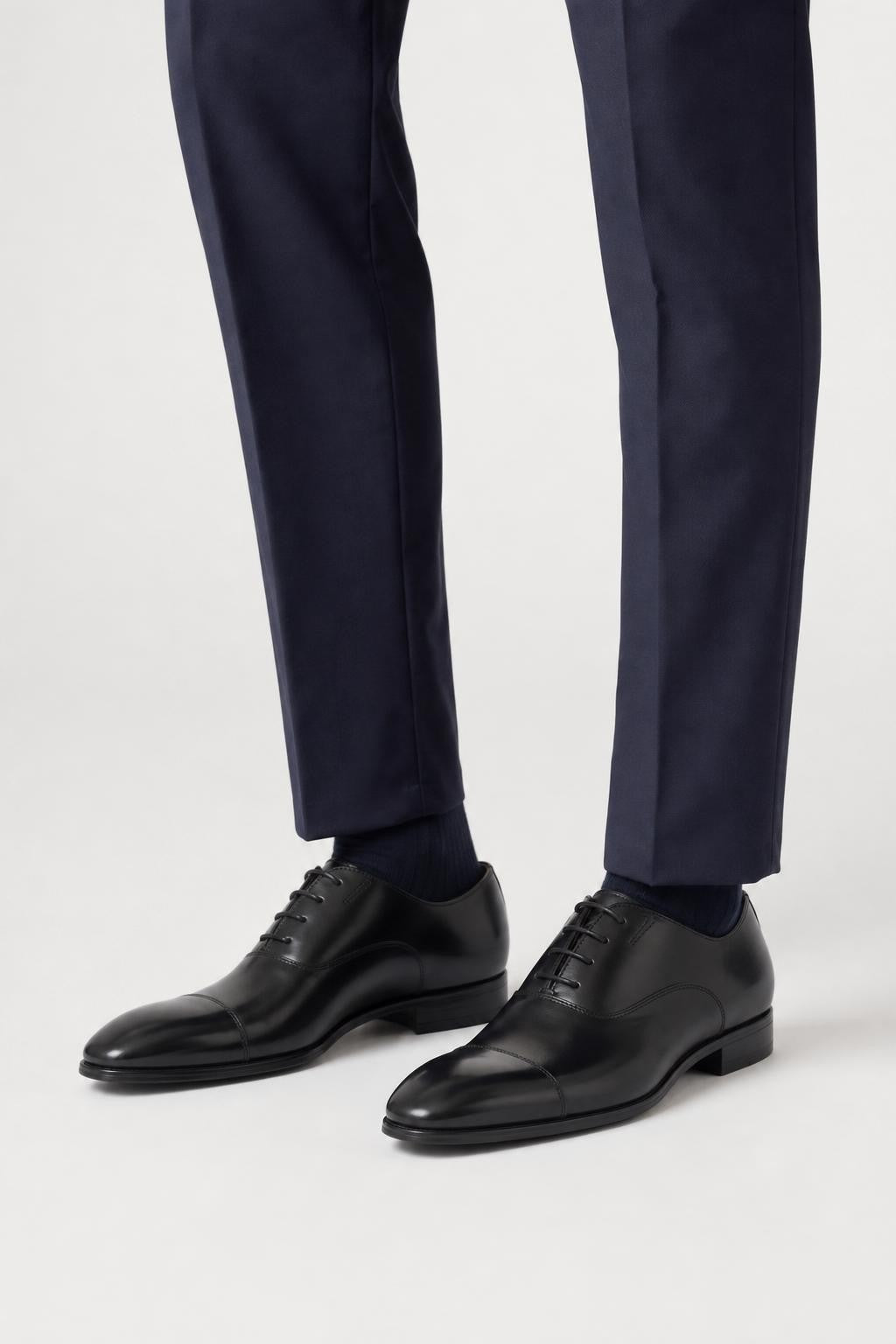 Santoni Smooth Leder Oxford Schuhe Schwarz