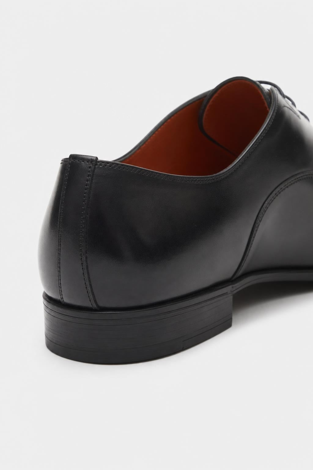 Santoni Smooth Leder Oxford Schuhe Schwarz