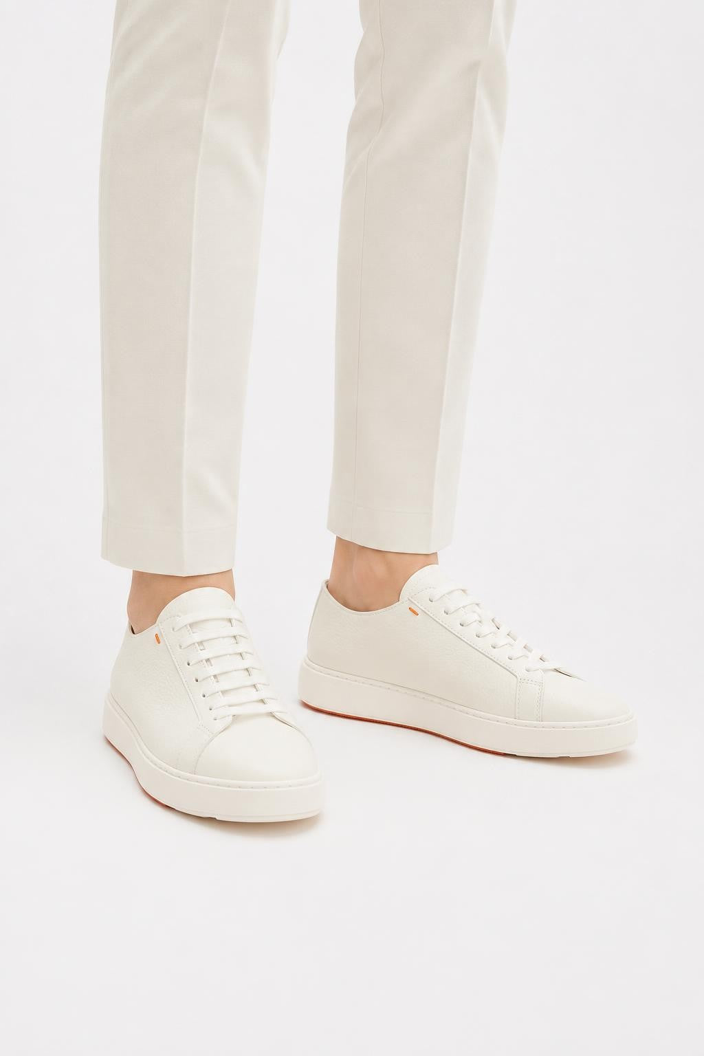 Santoni Leather Sneakers Off-White