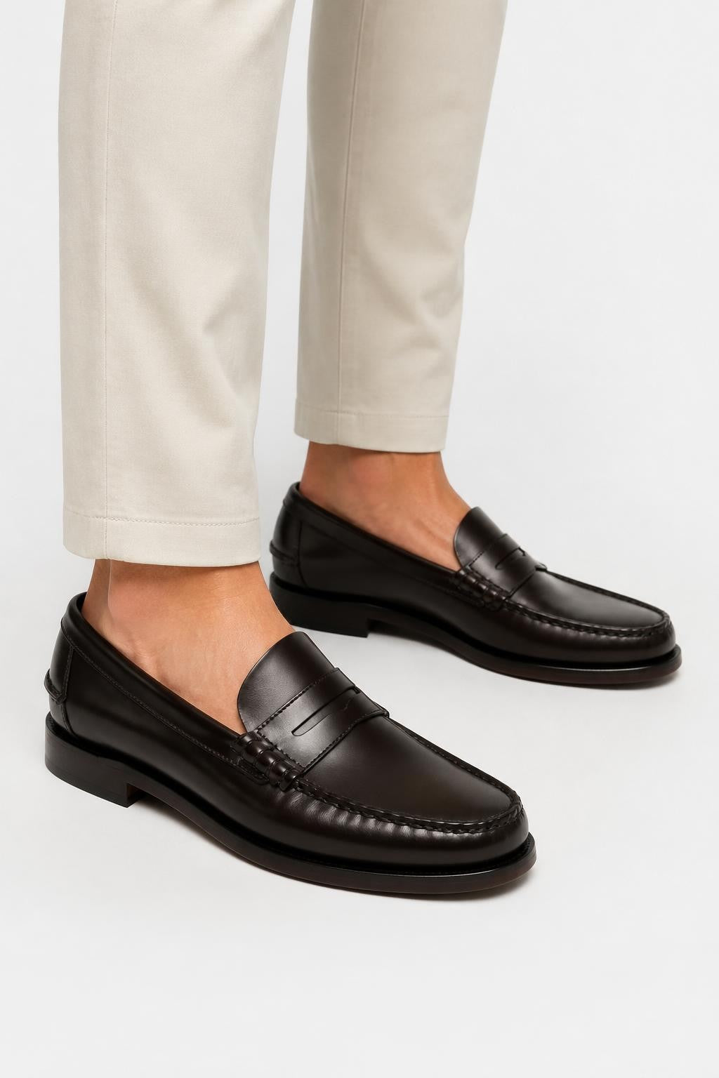 Sebago Leder Penny Loafer 'Classic Dan' Dunkelbraun