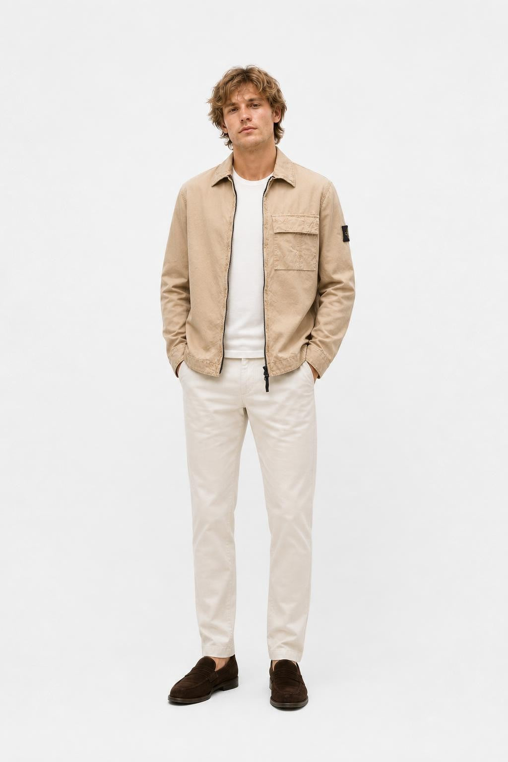 Stone Island Brushed Canvas Overshirt Beige
