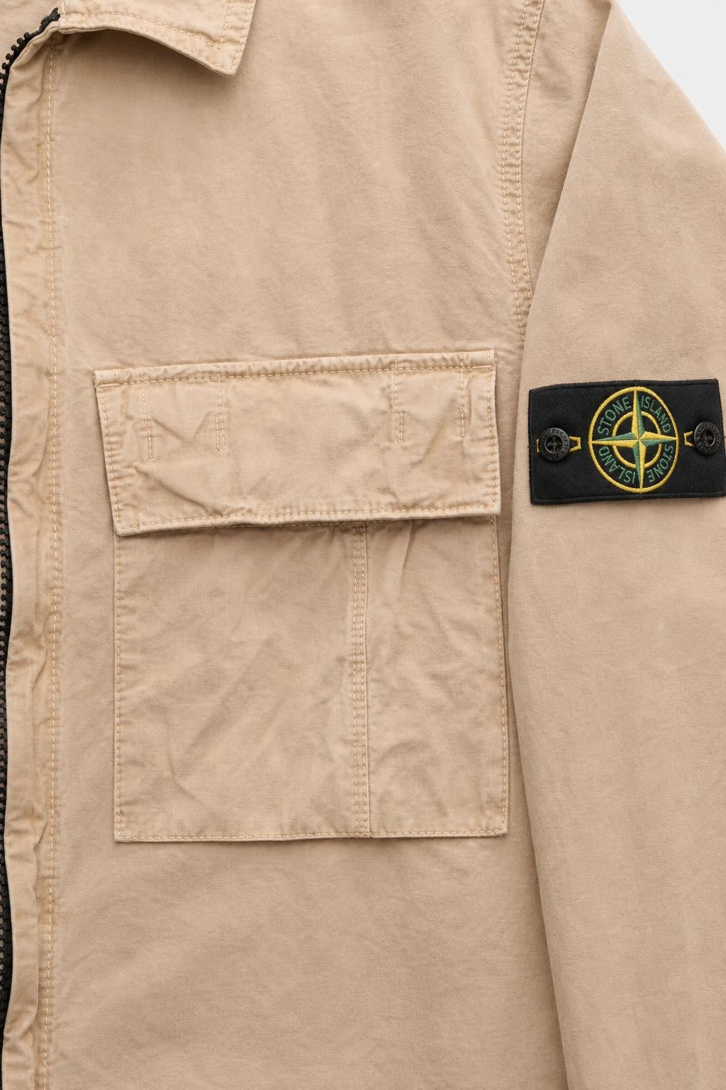 Steingrau Island gebürstet Canvas Overshirt Beige