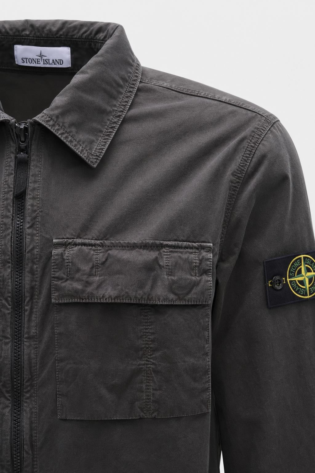 Stone Island Brushed Canvas Overshirt Dark Grey