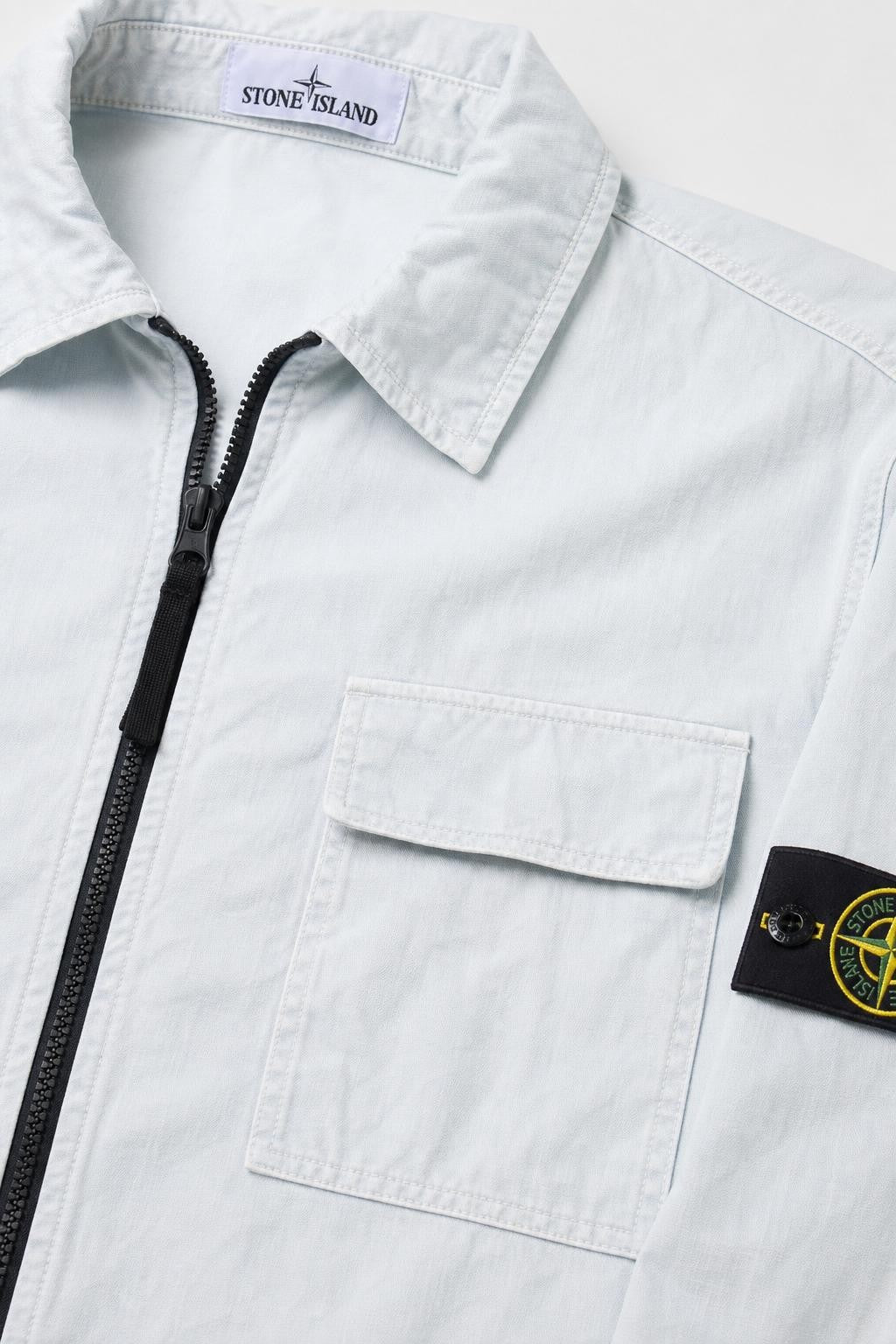 Stone Island Brushed Canvas Overshirt Pastel Blue