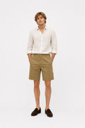 Stone Island Ghost Piece Cotton Linen Shorts Khaki
