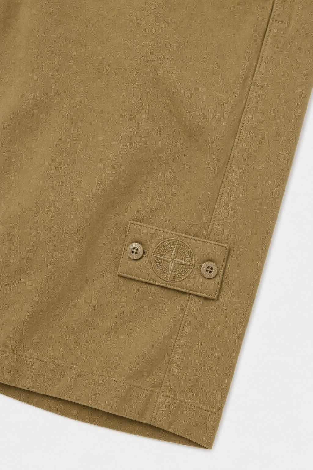 Stone Island Ghost Piece Cotton Linen Shorts Khaki