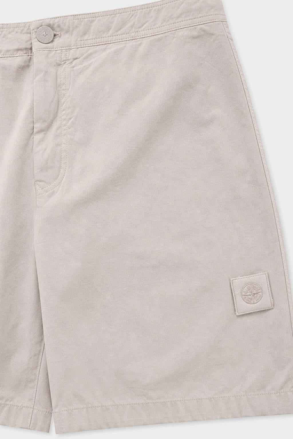 Stone Island Ghost Piece Cotton Linen Shorts Light Grey