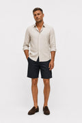 Stone Island Ghost Piece Cotton Linen Shorts Navy