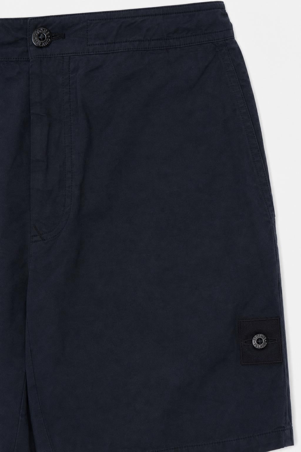 Stone Island Ghost Piece Cotton Linen Shorts Navy