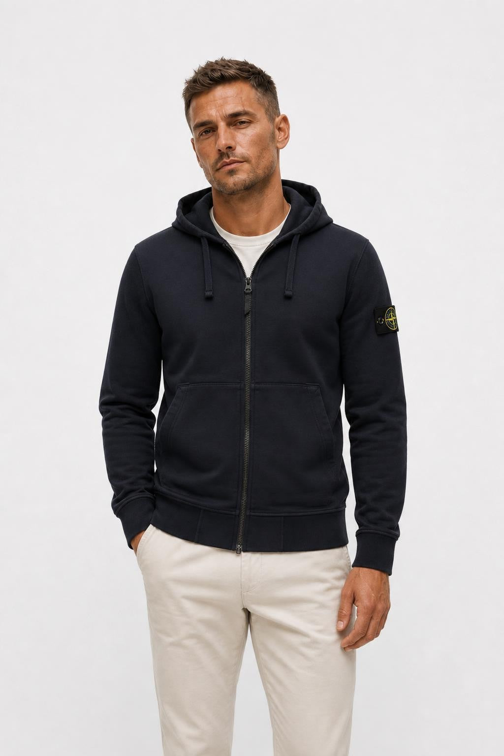 Stone Island Cotton Sweat Jacket Dark Navy