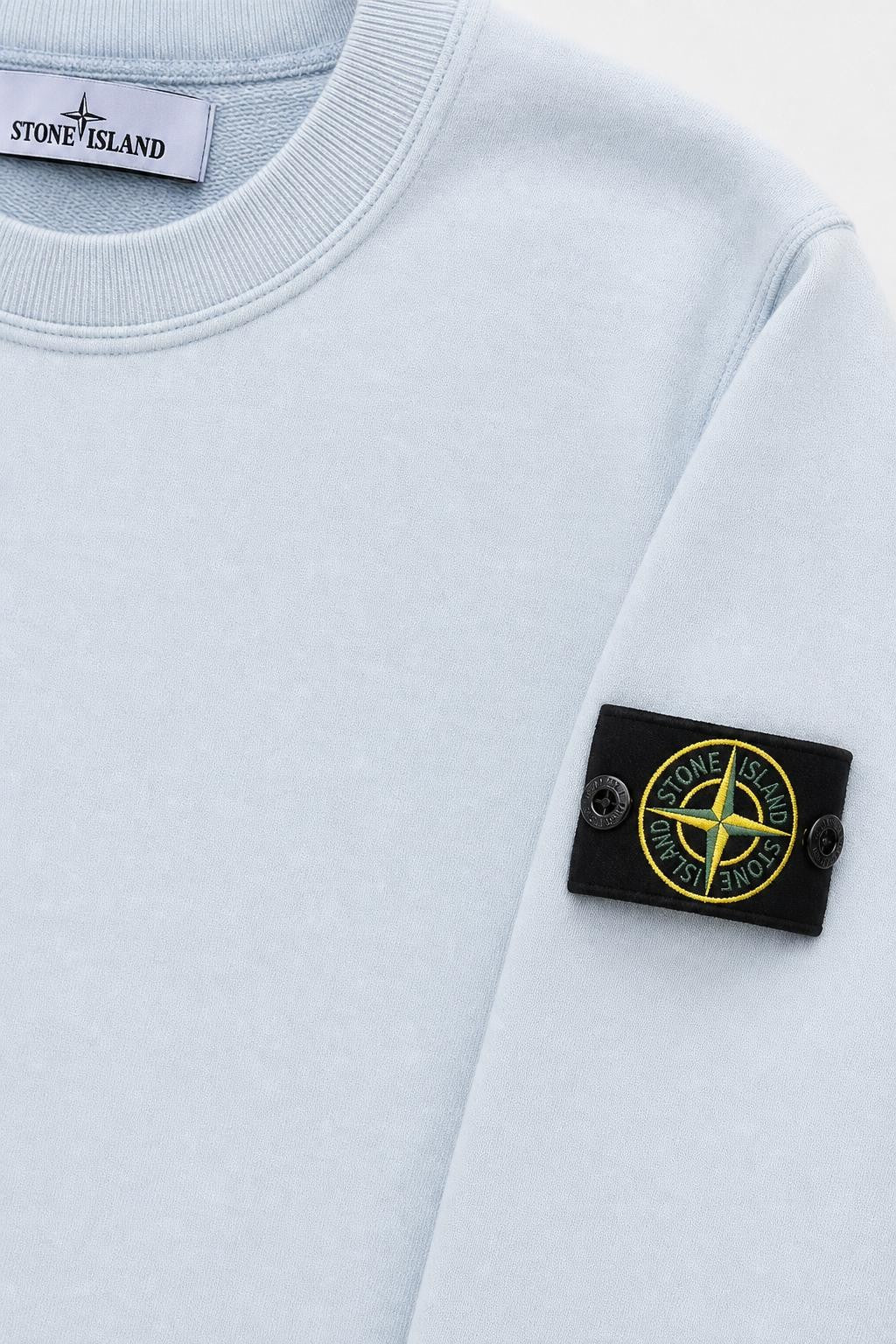 Stone Island Cotton Garment-Dyed Crew Neck Sweatshirt Pastel Blue