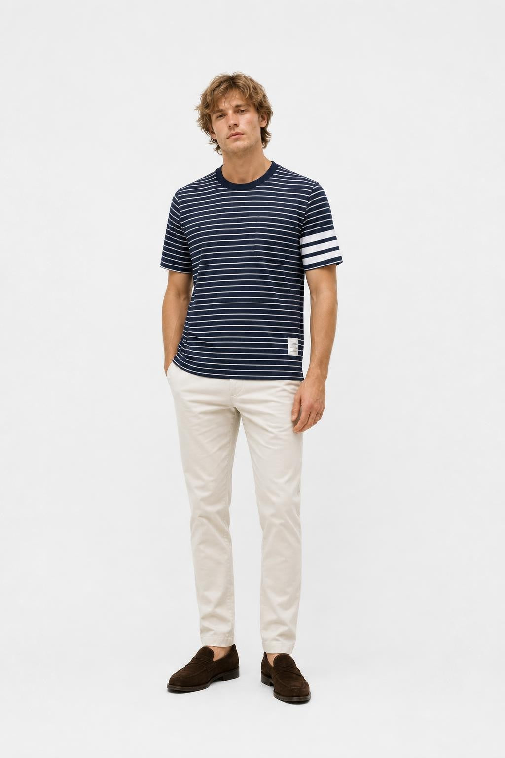 Thom Browne T-Shirt Navy/White Striped