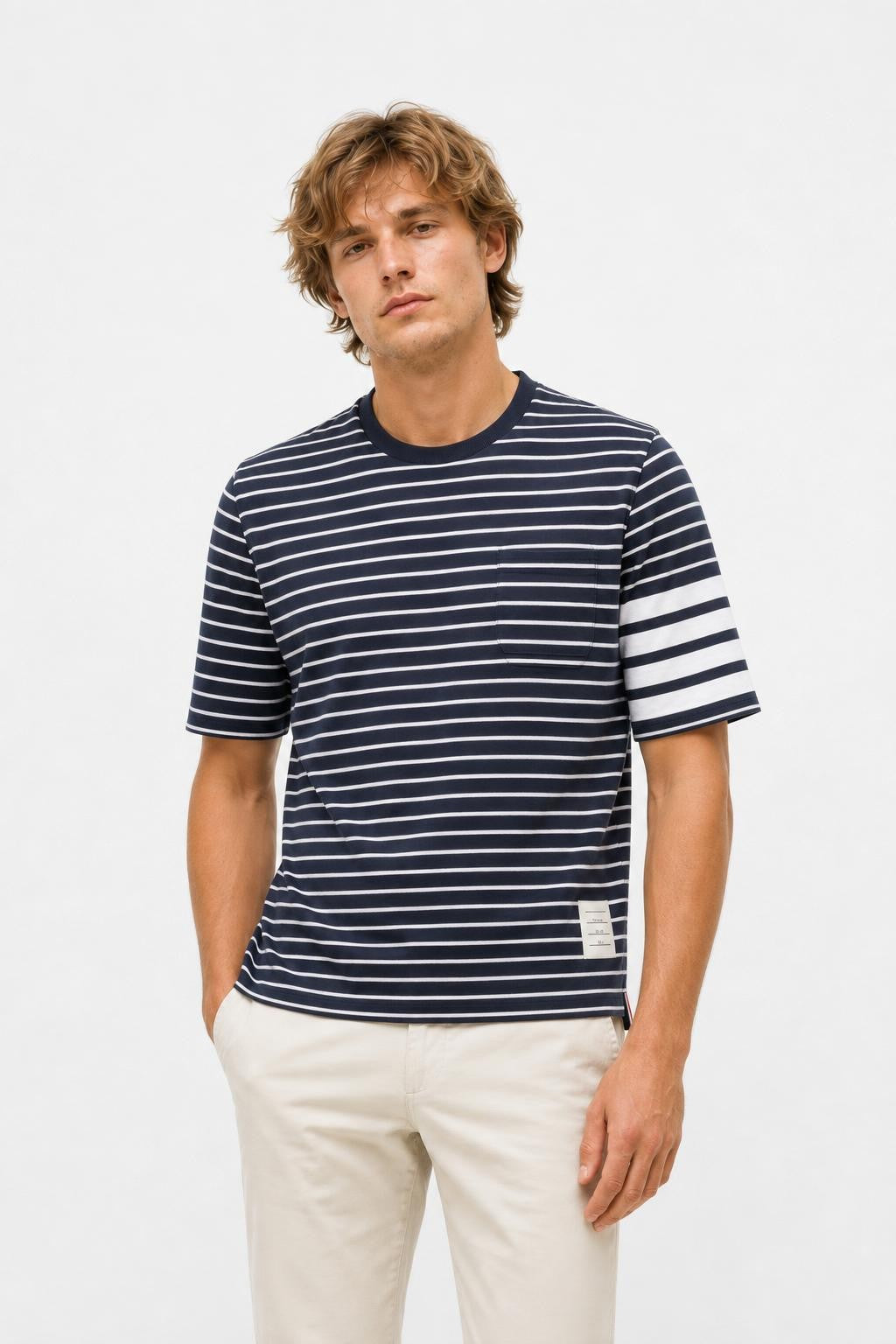 Thom Browne T-Shirt Navy/White Striped