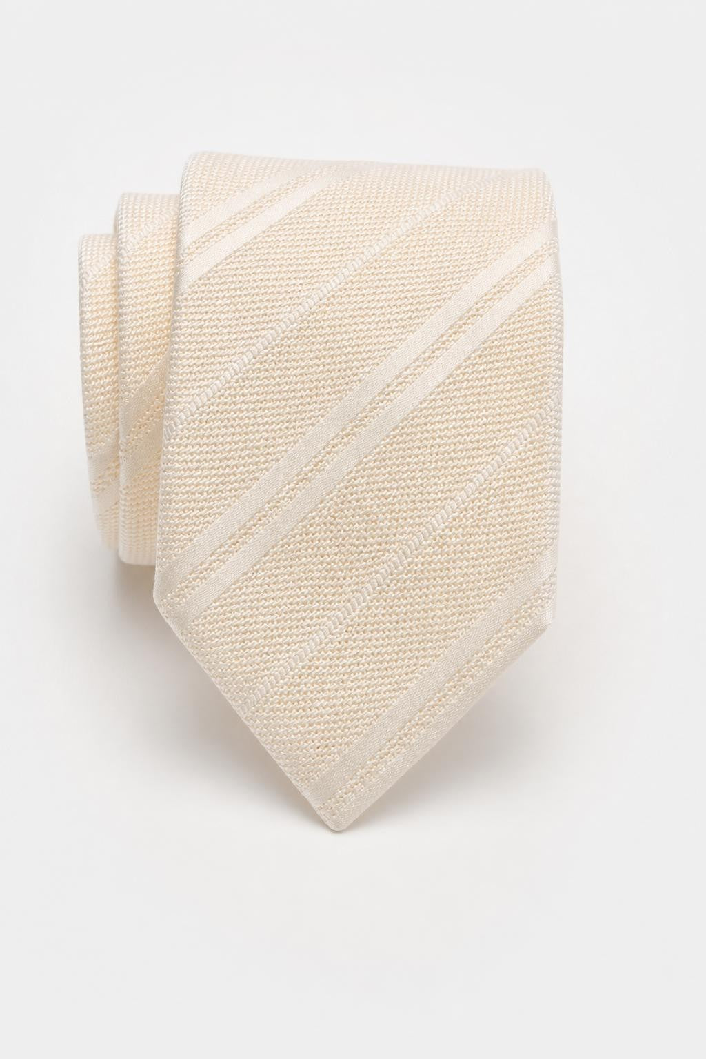 Tom Ford Silk Tie Cream/White Striped