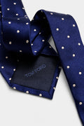 Tom Ford Silk Tie Dark Blue/Cream Polka Dot