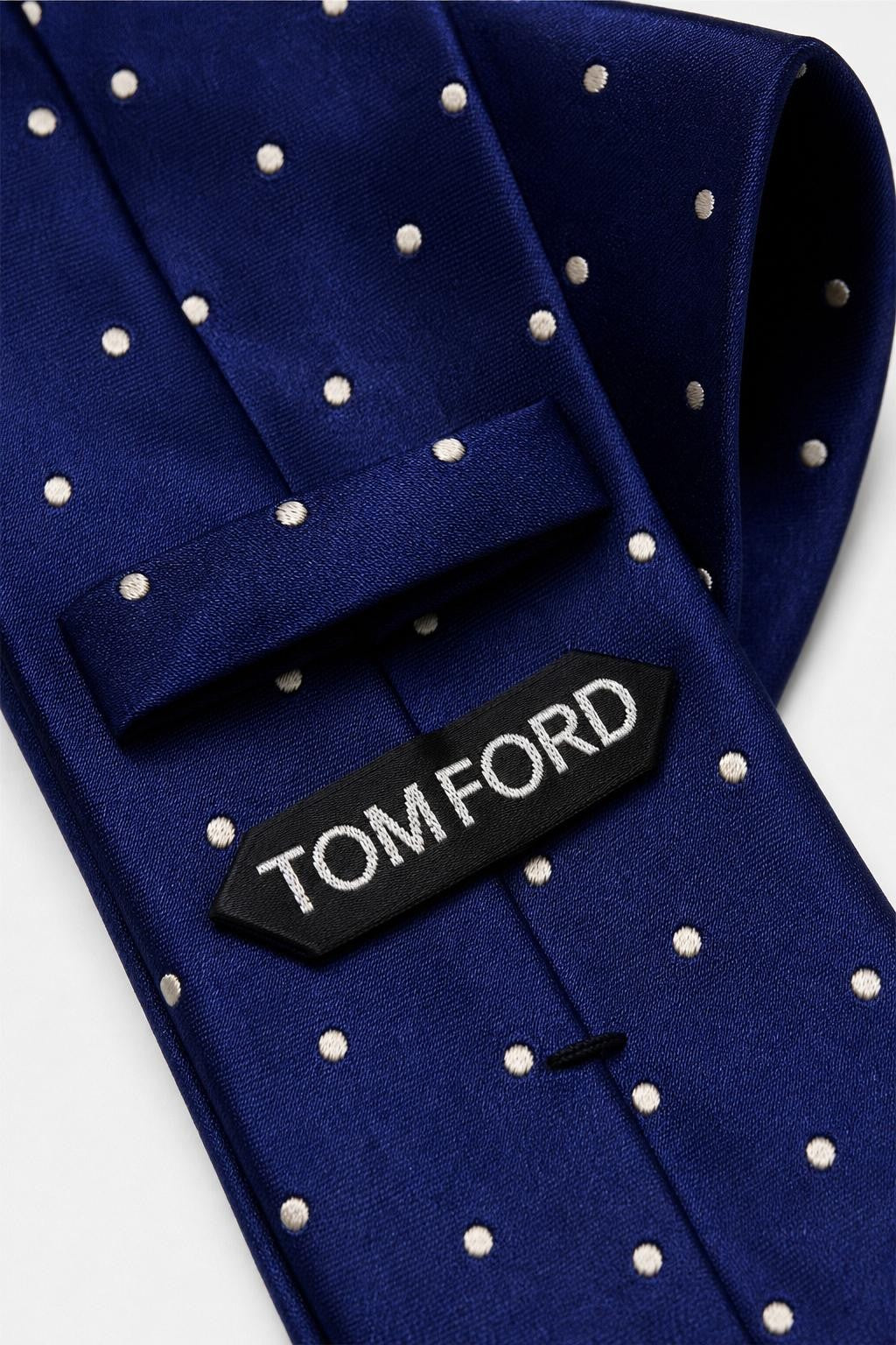 Tom Ford Silk Tie Dark Blue/Cream Polka Dot