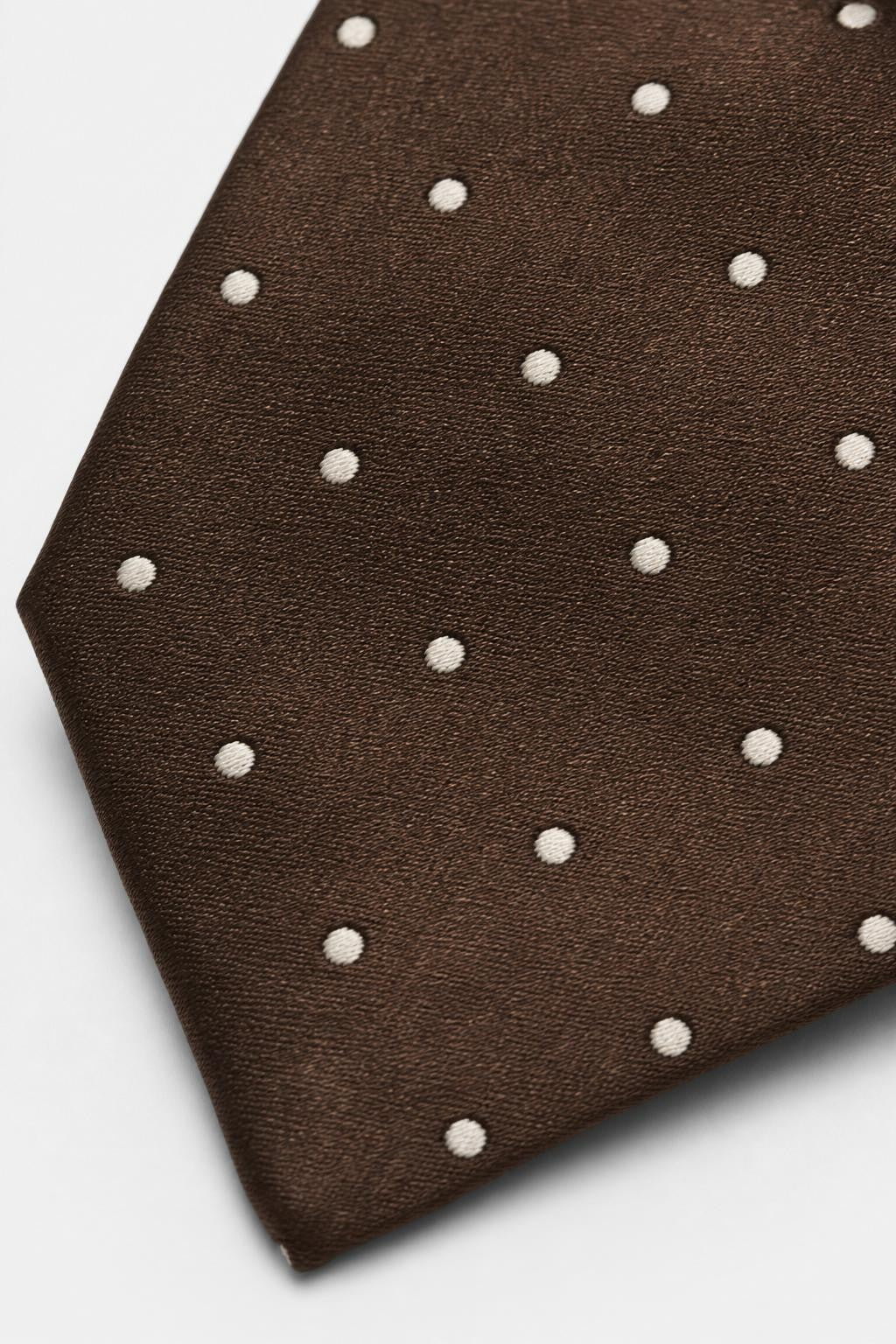 Tom Ford Silk Tie Dark Brown/Cream Polka Dot