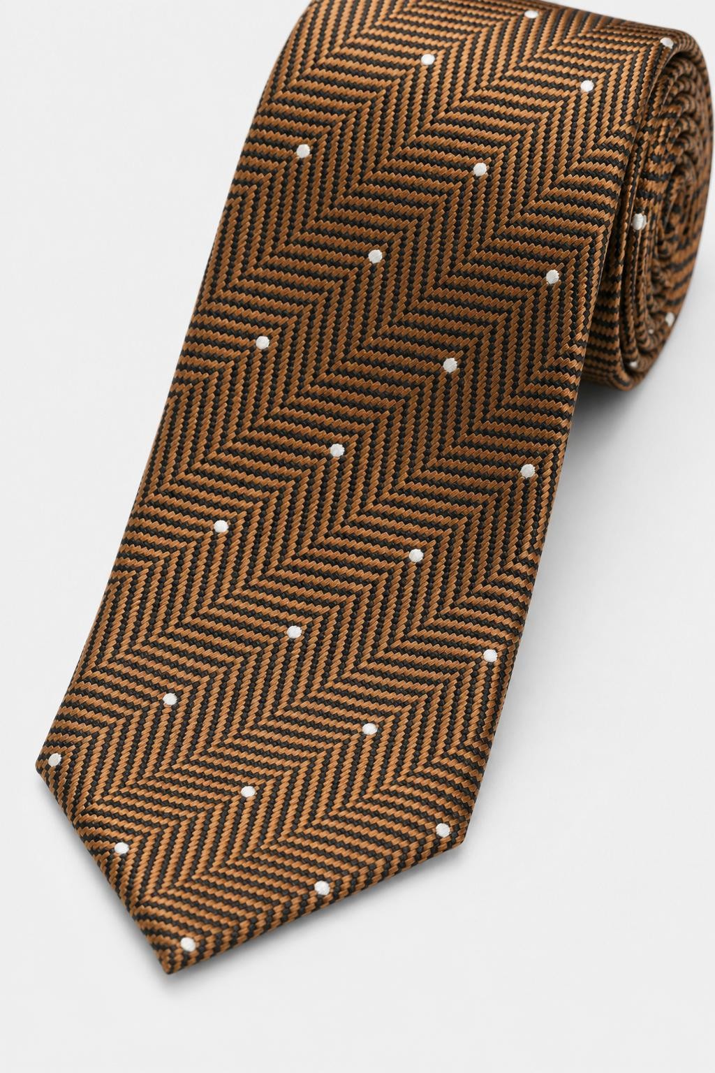Tom Ford Silk Tie Light Brown/Black/Cream Patterned