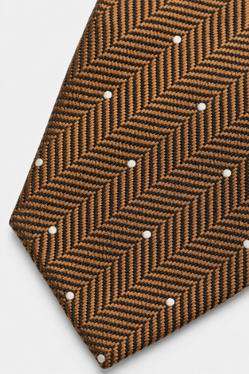 Tom Ford Silk Tie Light Brown/Black/Cream Patterned