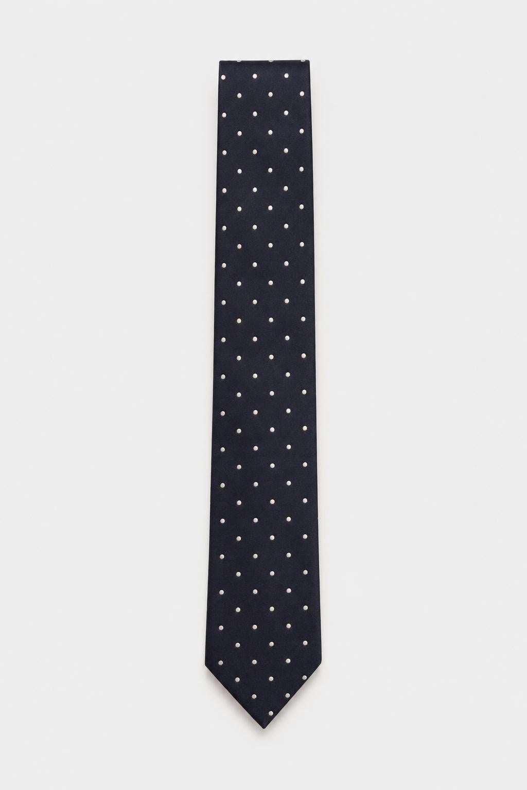 Tom Ford Silk Tie Navy/Cream Polka Dot