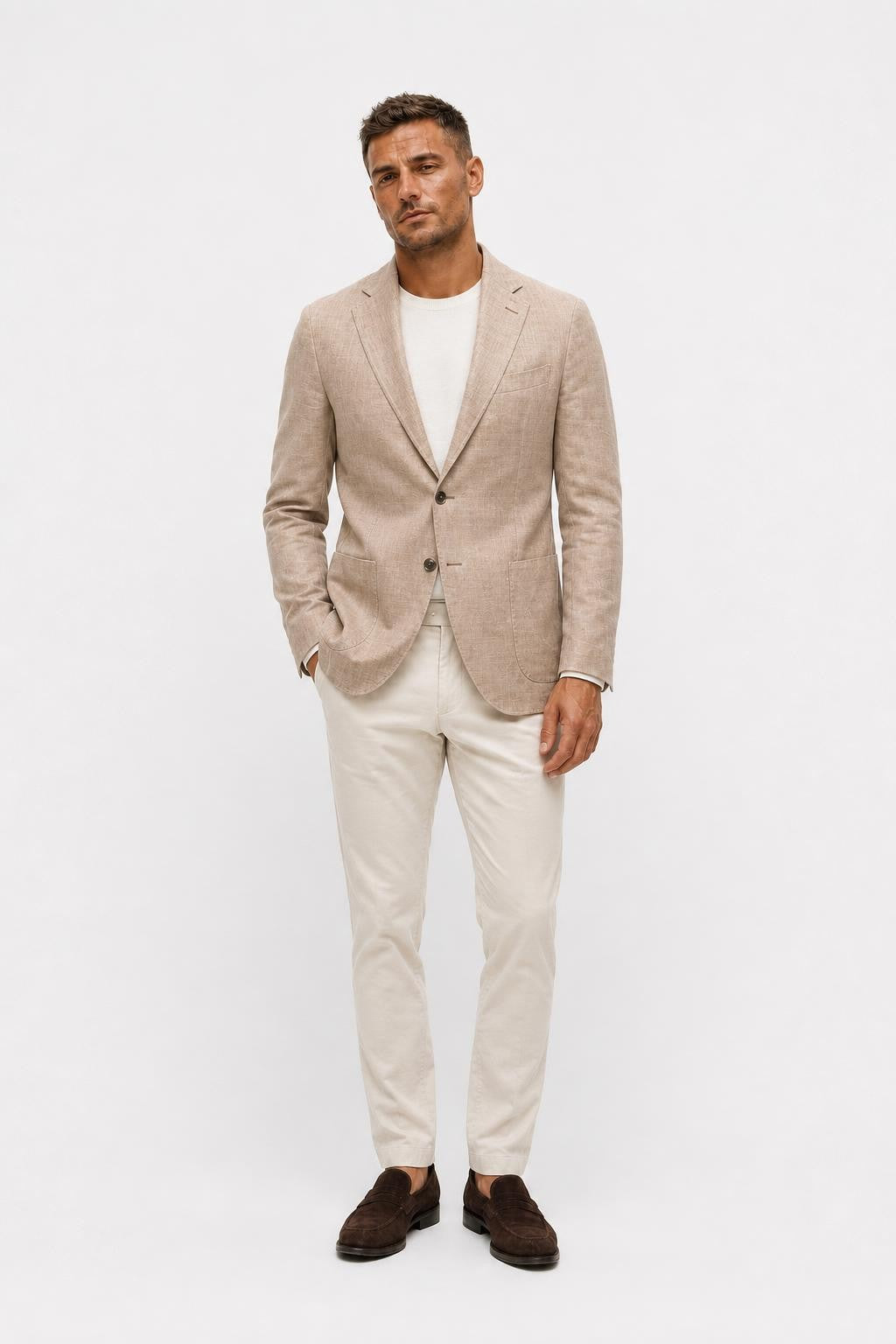 Windsor Giorno Cotton Linen Blazer Beige Mottled