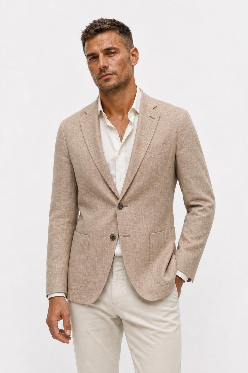 Windsor Giorno Cotton Linen Blazer Beige Mottled