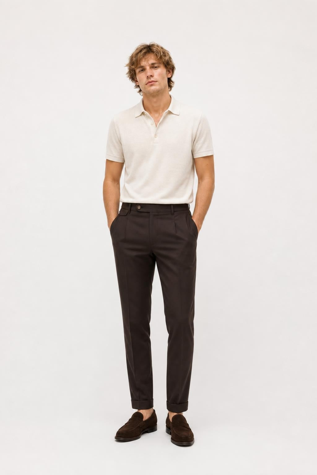 Windsor Sapo Pure Wool Trousers Dark Brown