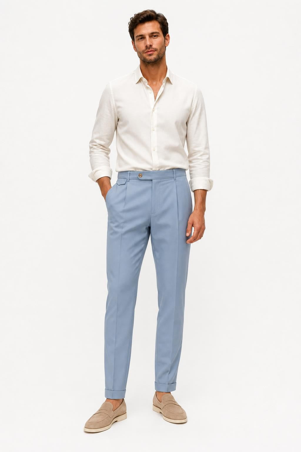 Windsor Sapo Pure Wool Trousers Smoky Blue