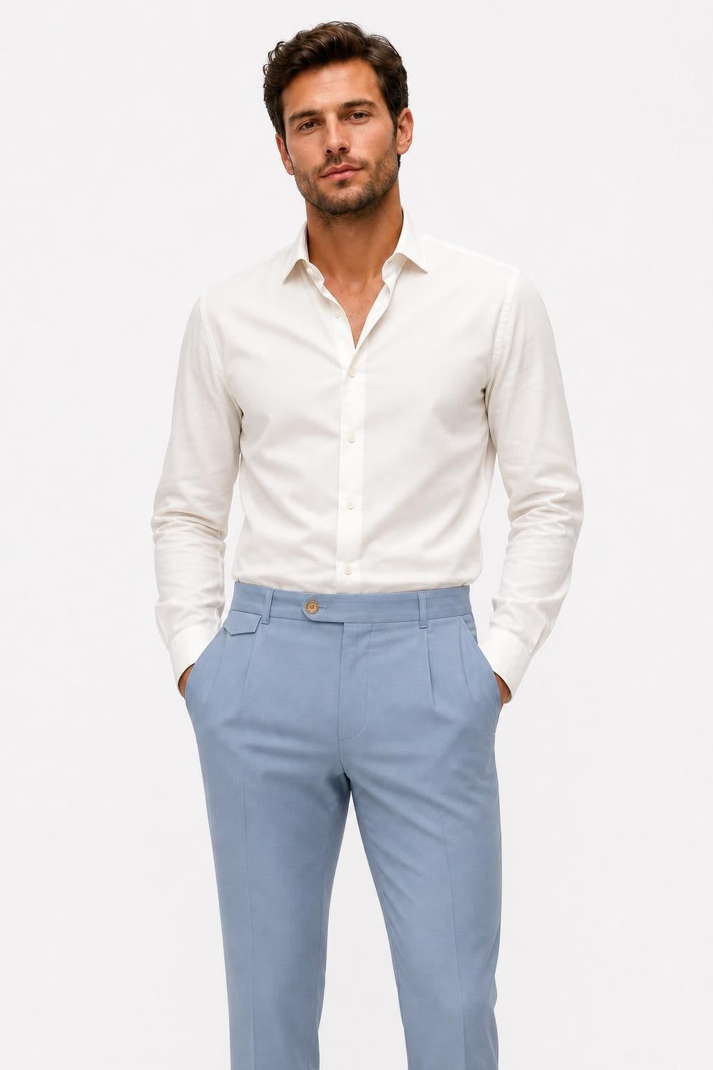 Windsor Sapo Pure Wool Trousers Smoky Blue